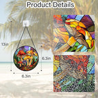 DASTOLL Stained Glass Window Hanging, Jungle Mushrooms Sun Catchers Diamond - Image 7