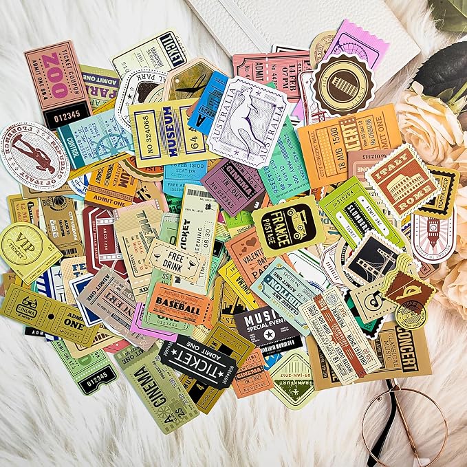 Prstincol 300 Pcs Vintage Travel Stickers Ticket Stickers - Image 7