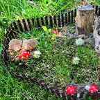 CooBigo 6 Pack Resin Hedgehogs & Wood Mushroom Sculpture, Fairy Wild Garden - Image 3