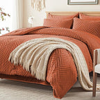 Zzlpp Queen Comforter Set 7 Pieces, Burnt Orange Tufted Bed in a Bag - Image 2