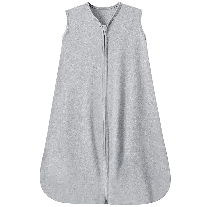 Baby Sleep Sack 12-18 Months Baby Wearable Blanket 100% Rayon Cotton 2-Way Zipper Toddler Sleeping Sack，Comfy Soft Lightweight TOG 0.3(grey)