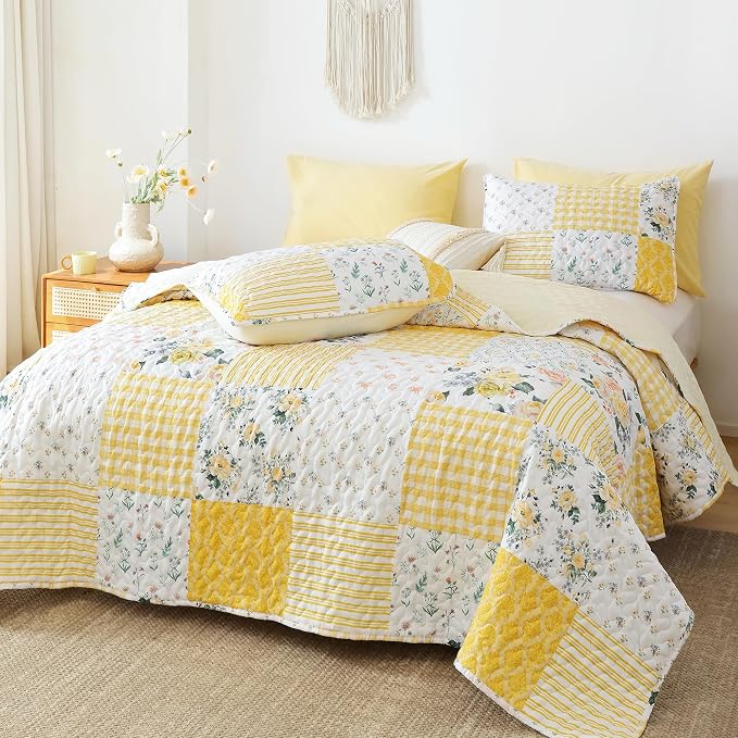 YIKUSH Quilt Sets King Size Floral Quilt Set 3 Pieces Bedding Set Bedspreads - Image 6