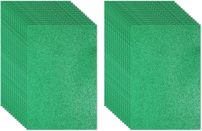 PATIKIL 30Sheets Green EVA Glitter Foam Sheet 11.8 x 7.9 Inch 2mm Thick by PATIKIL
