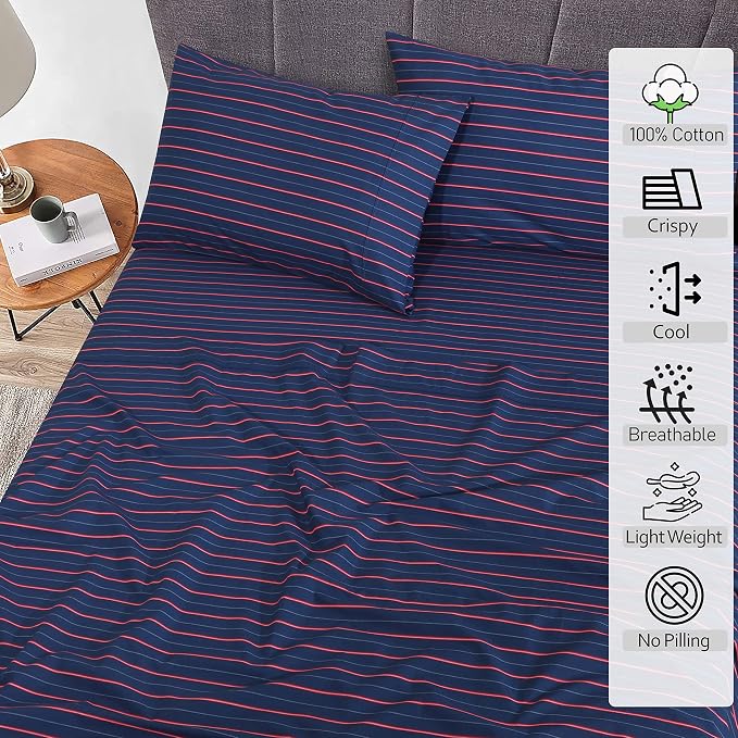 RUVANTI 100% Cotton Sheets – California King Percale Bedding, Cooling & - Image 2