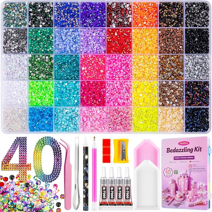 Bedazzling Kit 40000Pcs 40 Colors Resin Jelly Rhinestones, Bedazzler Kit by Unknown