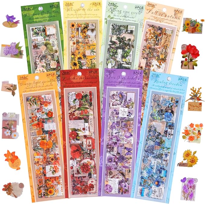 555Pcs Flower Stickers Journal Vintage Scrapbook Floral Plant Sticker | Flower by Neasyth