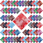 100 Pack Bandanas Unisex Paisley Bandanas Bulk Multi Purpose Cowboy Head Wrap by Handepo