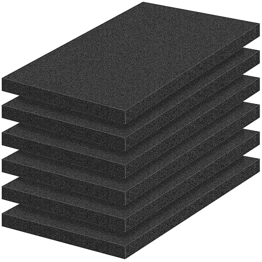 6 PCS Polyurethane Foam Sheets 16" L x 12" W x 1" T Packing Foam Inserts by MYFAMIREA