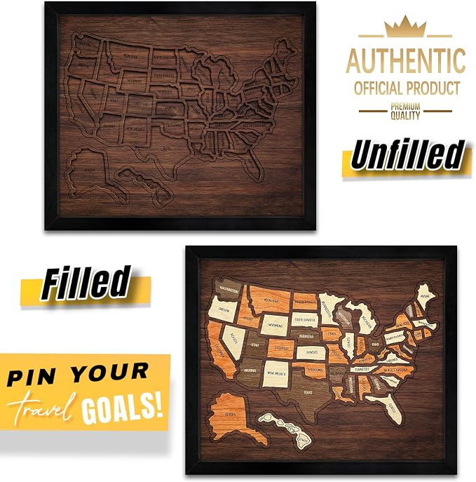 flinelife USA Travel Map, Wooden USA Map Puzzle - Image 2