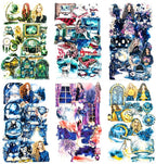 180 PCS Fantasy Midnight Aesthetic Scrapbook Stickers – Boho Watercolor Dreamy by YOKSAS