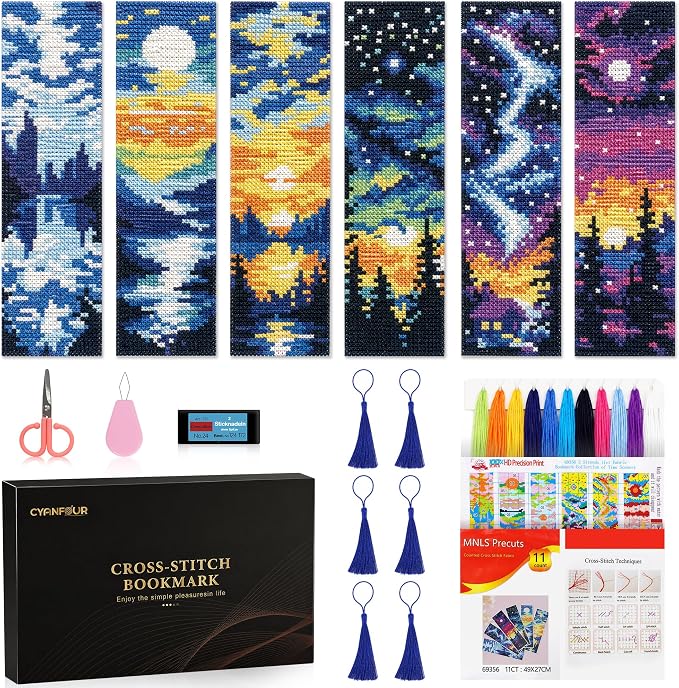 CYANFOUR 6 Pcs Cross Stitch Bookmark Kit by Cyanfour