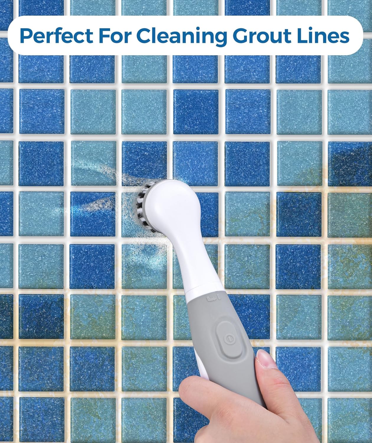 kHelfer Electric Cleaning Brush with Battery Power, KH6A Small Electric Grout Brush&5 Replacement Brush, Lightweight Waterproof Stainless Steel Wire Brush for Grout, Tile, Corner, Kitchen, Bathroom