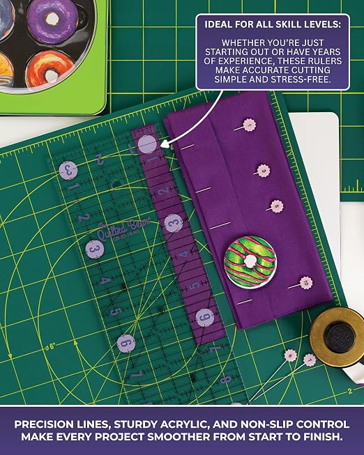 The Quilted Bear Small Quilting Ruler Bundle, 5.5" & 6.5" | 5 Square-Ruler - Image 8