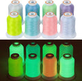 New brothread 8 Colors Luminary Glow in the Dark Embroidery Machine Thread Kit by Newbrothread