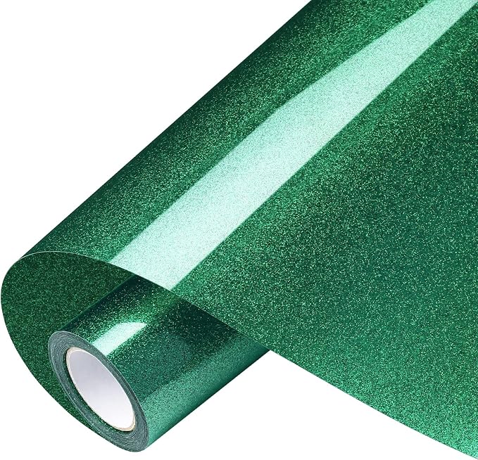 VinylRus Glitter Heat Transfer Vinyl Rolls-10” x 8ft Green Iron on Vinyl by VinylRus