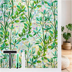 LUTE Stained Glass Window Privacy Film, Leaf Rainbow, 35.4" X 157.4" | No Glue by LUTE