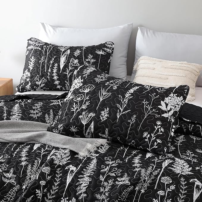 JANZAA Quilts Queen Size Bed Spread Botanical 3 Pieces Quilts Queen Size Sets - Image 3