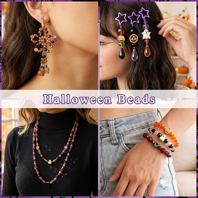ZHIYUXI 1150PCS Halloween Glass Beads Orange Pumpkin Beads Jewelry Making | - Image 4