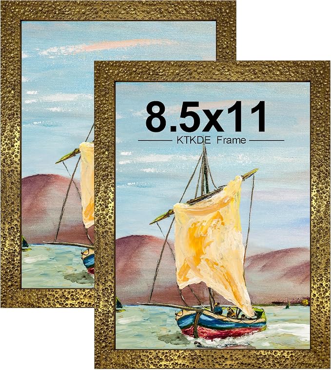 KTKDE 8.5x11 Picture Frame Set of 2, Ornate Vintage Gold Photo Frames 8.5 x 11 by KTKDE