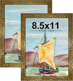 KTKDE 8.5x11 Picture Frame Set of 2, Ornate Vintage Gold Photo Frames 8.5 x 11 by KTKDE