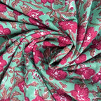E-Tailor® Indian Ethnic 100% Cotton Voile Running Hand Block Print Natural - Image 4