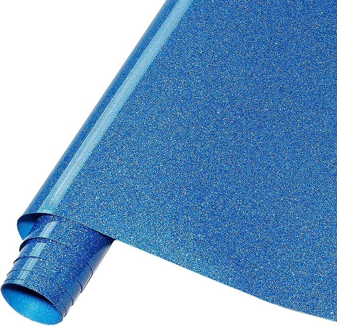 Tintnut Blue Glitter Heat Transfer Vinyl Roll, easy cut & weed, stretch washable by Tintnut