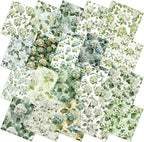 HunnmingRe 20 Pcs 10''x10'' Sage Green Hydrangea Quilting Fabric Square by HunnmingRe