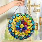 8'' Rainbow Mandala Sun Catcher Ornament, Stained Glass Window Hanging - Image 4