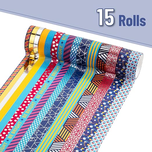 Mr. Pen- Washi Tape Set, 15 Rolls, Metallic Foil | 5 Yards/Roll, Washi Tape - Image 2