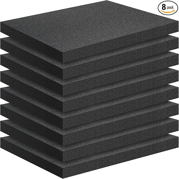 Black Packing Foam Sheets- 8PCS Cuttable Polyurethane Foam Pads Polyurethane by Joewuzun