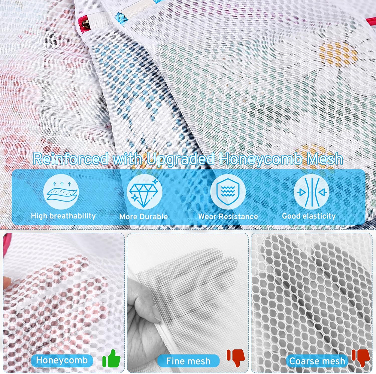 2 Pack XXL Durable Honeycomb Mesh Laundry Bags for Delicates with AUTO-Lock Zipper, Lingerie Bags for Washing Delicates, Laundry Bags Mesh Wash Bags for Bed Sheet,Bed cover,Blanket,Curtain, Sweater