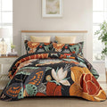 Tyrot 3 Piece Black Boho Floral Full/Queen Quilt Sets Reversible Farmhouse by TyrotHomeDecor