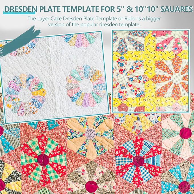 Kigley 10 Pcs 10 Inch and 5 Inch Dresden Plate Template - Image 4