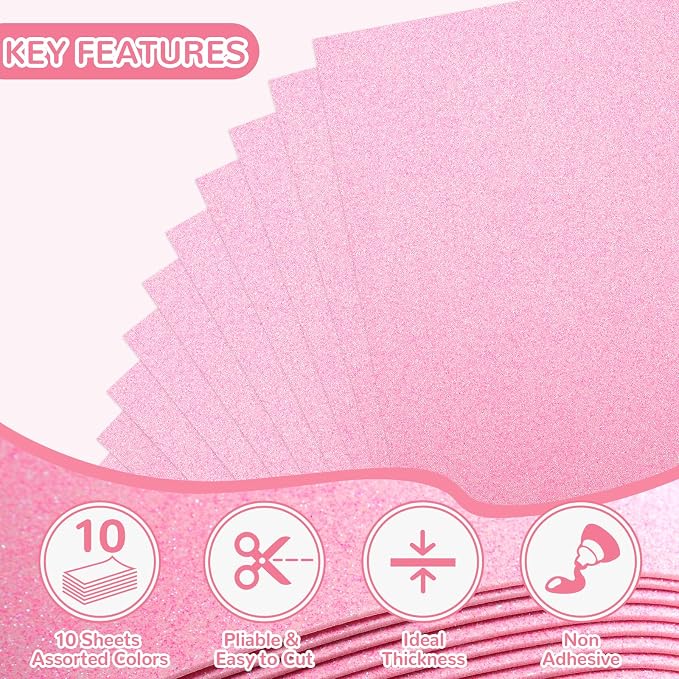 10 Pack Glitter Foam Sheets Craft 8 x 12 inch | Sparkles Foam Paper - Image 4