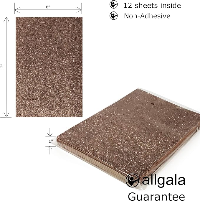Allgala 12 Pack Glitter EVA Foam Paper 8 x 12inch Sheets-Coffee-Perfect - Image 2