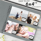 Bstorify Square Scrapbook Photo Albums 80 Pages Grey Thick Paper, Ribbon Closure - Image 4