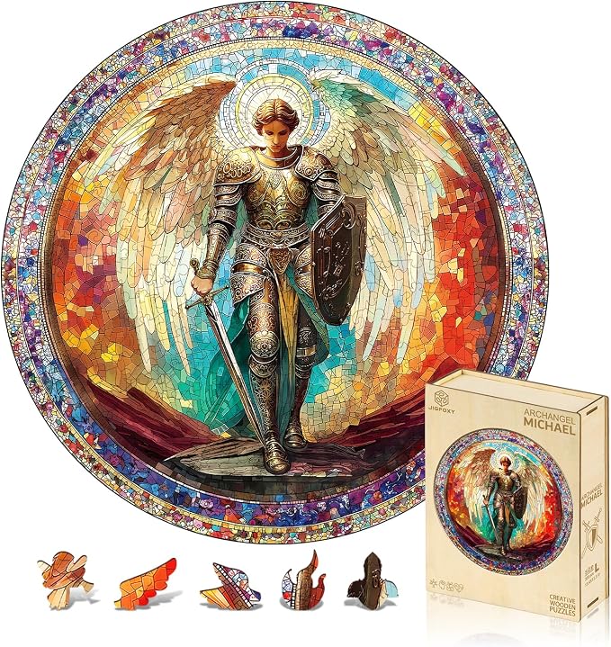 Jigfoxy Wooden Puzzles for Adults, Archangel Michael Wood Puzzles Adult by Jigfoxy