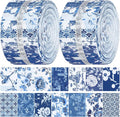 Hosuly 40 Pcs Blue and White Floral Jelly Fabric by Hosuly