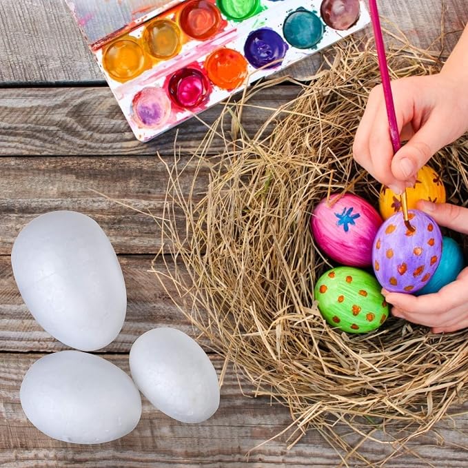 DIYASY 50 Pcs Foam Eggs, 3.5-7cm White Foam Eggs Shape Smooth Mixed Craft - Image 5