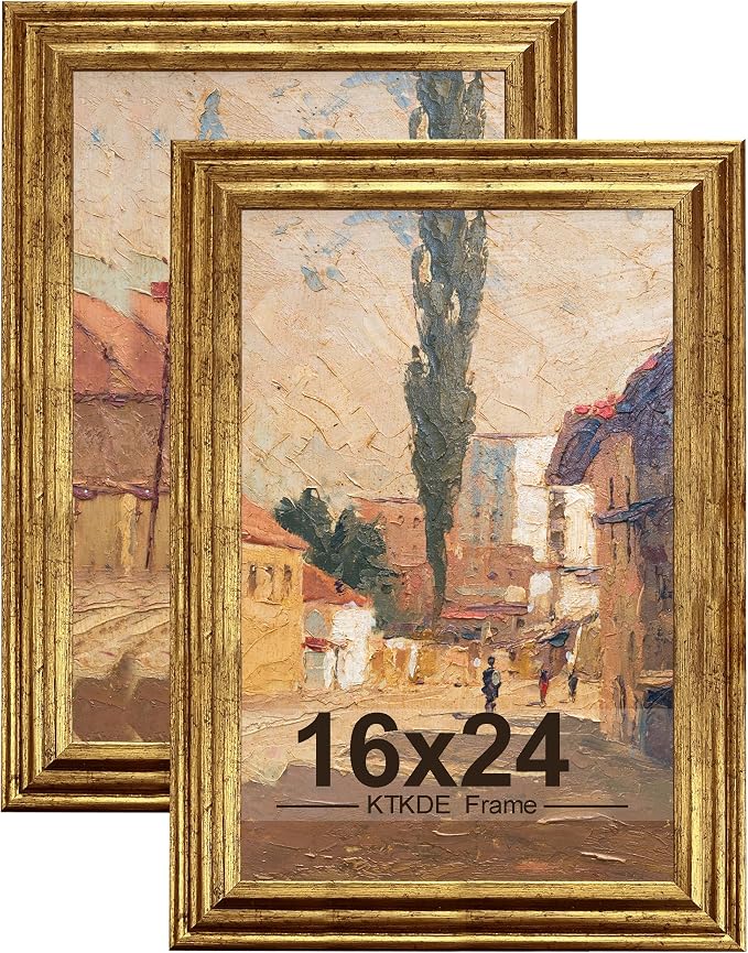 KTKDE 16x24 Picture Frame Set of 2, Ornate Vintage Gold Poster Frames by KTKDE
