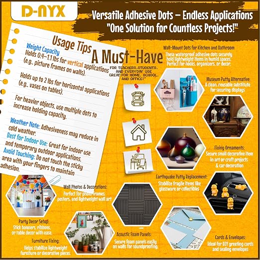 Double Sided Tape Adhesive Dots Stickers 280, 550 or 700 Pack Removable Putty - Image 5