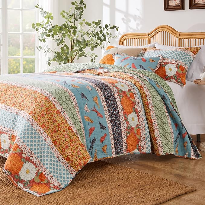 Greenland Home Carlie Modern Floral Reversible Quilt Set, 3-Piece Full/Queen - Image 5