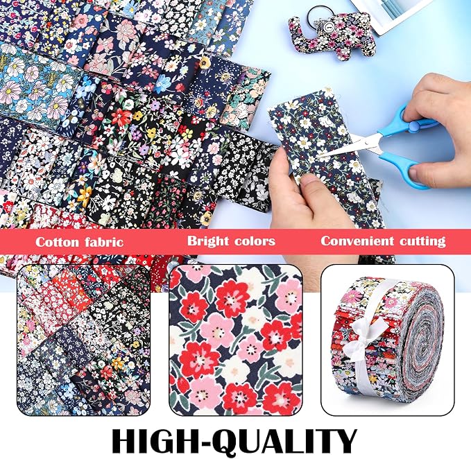 45PCS Fabric Jelly Rolls, Jelly Roll Fabric Strips - Image 3