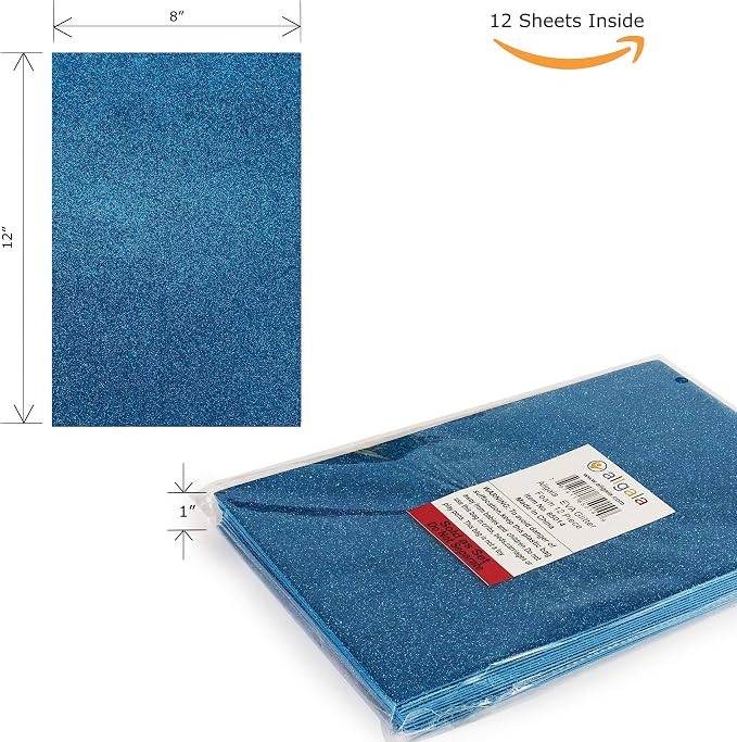 Allgala 12 Pack Glitter EVA Foam Paper 8 x 12inch Sheets-Blue-Perfect - Image 2