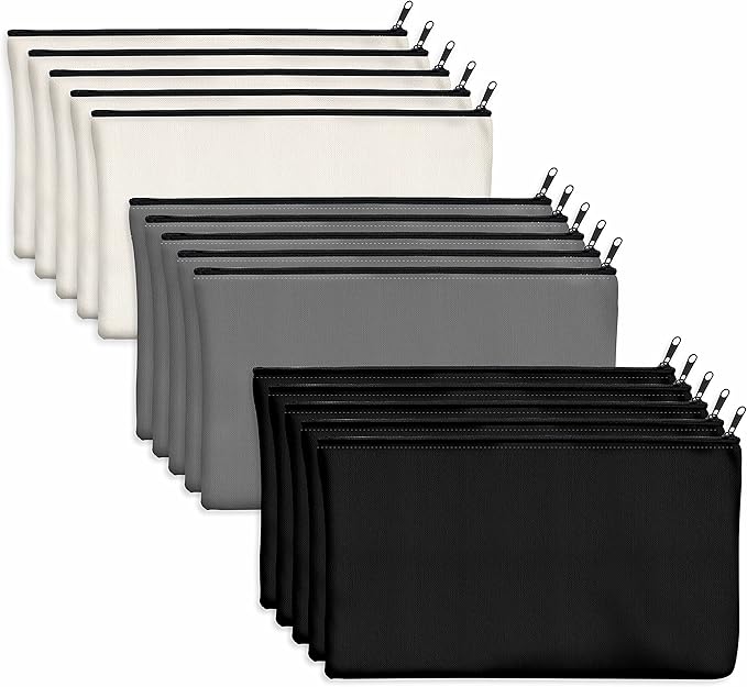 15 Pack Blank Cotton Canvas DIY Craft Zipper Bags Pouches Pencil Case by VANTASII