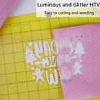 HTVVETUR Glitter Lilac Heat Transfer Vinyl, Glow in The Dark Light Purple HTV - Image 4