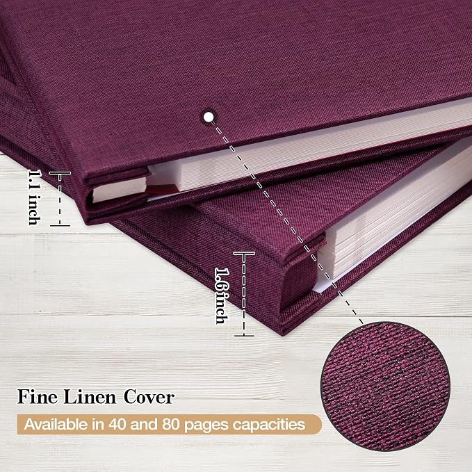 potricher Large Photo Album Self Adhesive 4x6 5x7 8x10 Pictures Linen Cover 80 - Image 5