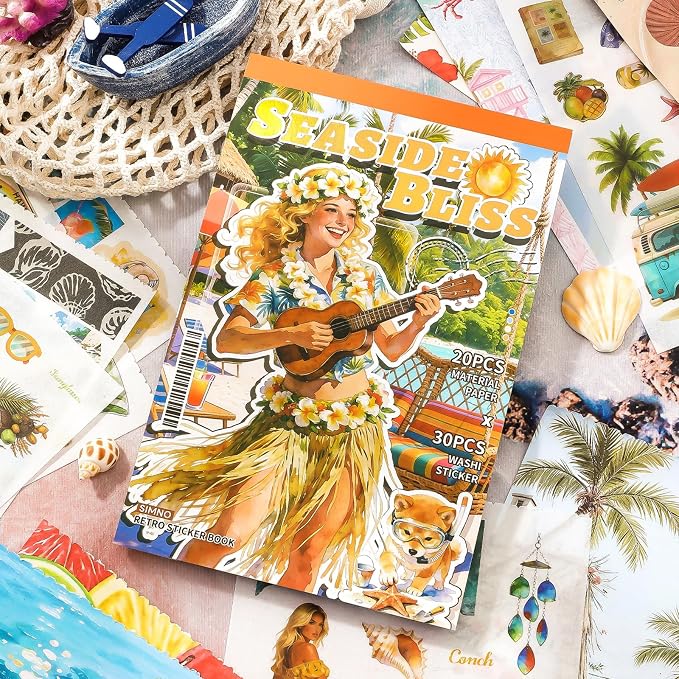 Summer Beach Scrapbook Sticker Book, 500+ Vintage Travel Stickers - Image 8