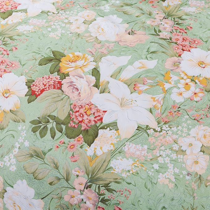 FADFAY Girls Floral Duvet Cover Set Twin 100% Cotton Bedding 600 TC Mint Green - Image 7
