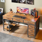 Huuger Computer Desk with 6 Drawers, Office Desk with Shelves, Reversible - Image 7